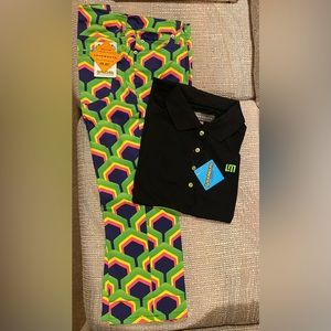 Ladies Loudmouth Golf outfit NWT. Capri pants size 10, sS shirt size M.
